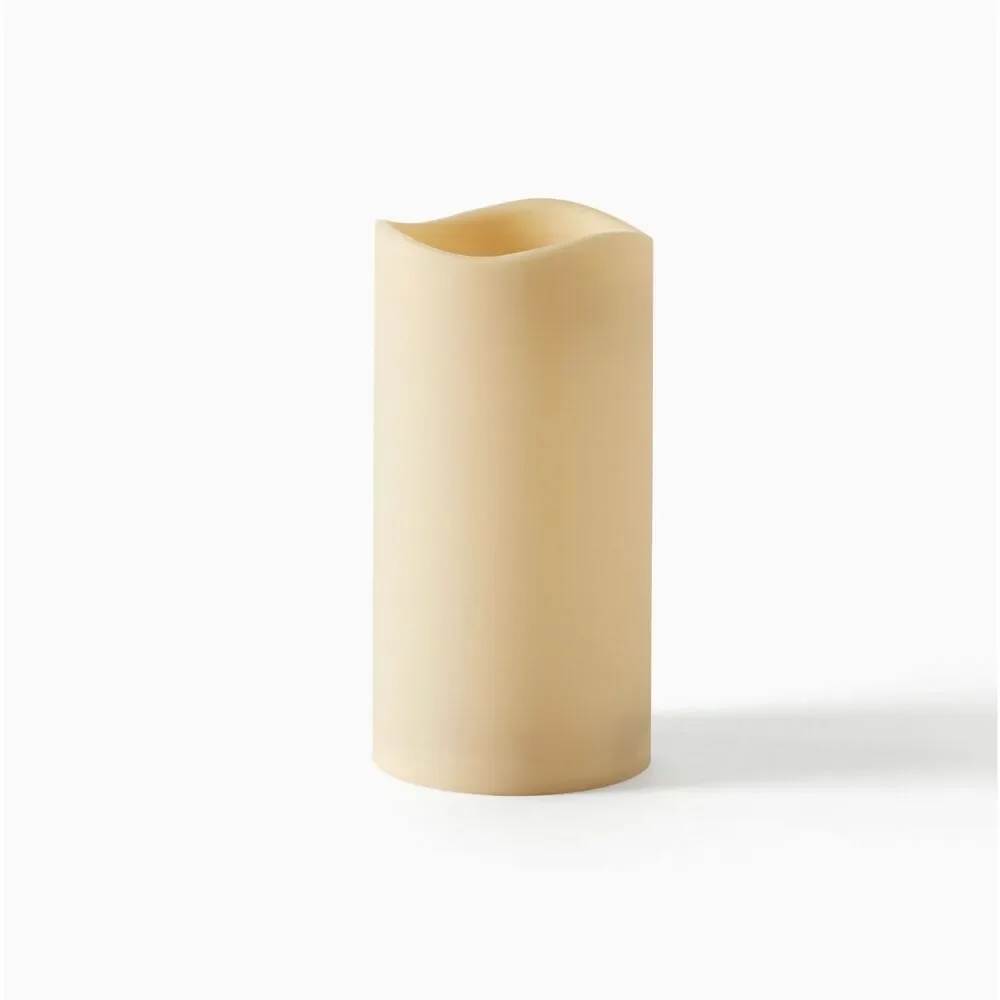 West Elm Indoor/Outdoor Wavy Edge Basic Candle - Ivory 4.5 x 9 in